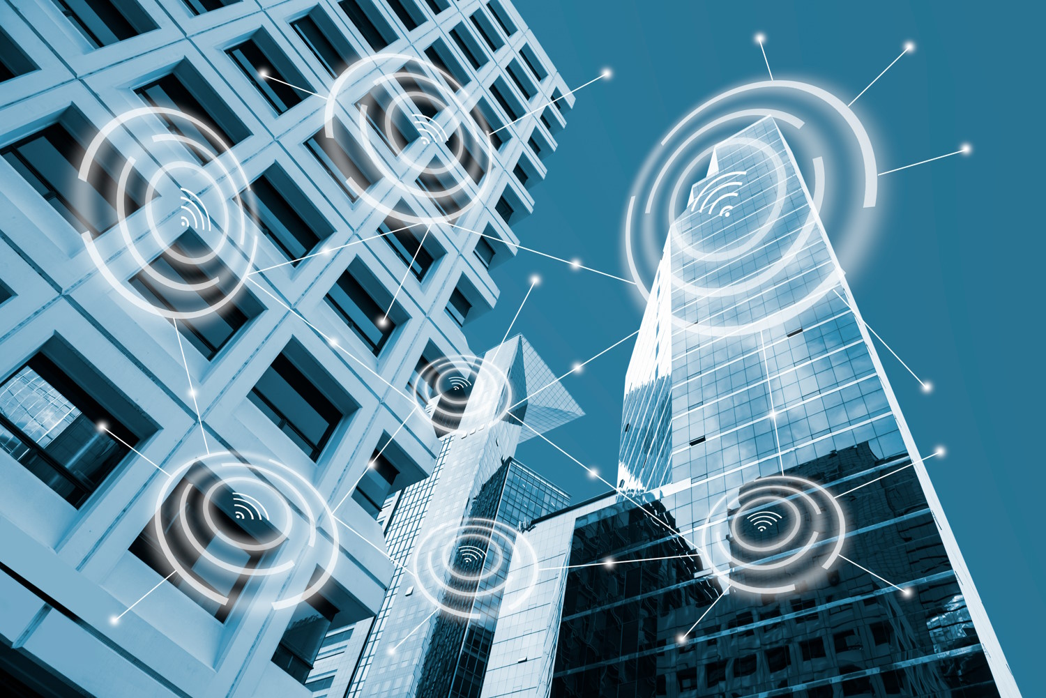 Edificios con redes wifi inalámbricas